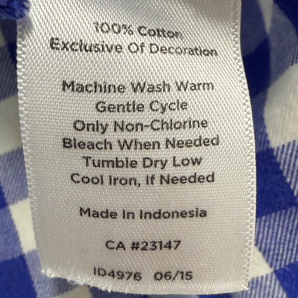 Talbots Top Womens Large Blue White Gingham Plaid Button Up Long Sleeve - Picture 7 of 8